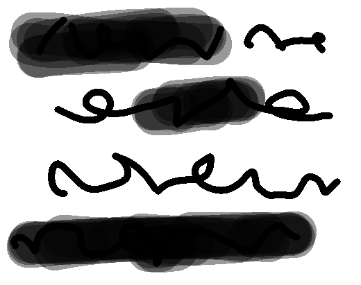 several lines of scribbles, resembling text, on a white background. pieces have been crudely blacked out